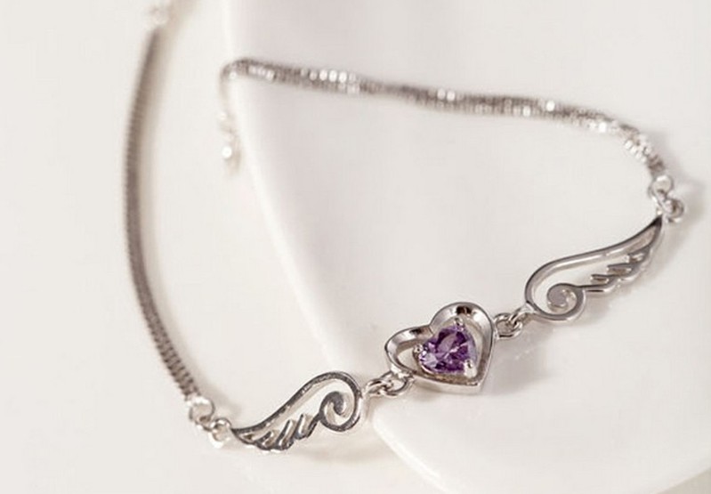 SS11036-1 S925 sterling silver angel wings lovers bracelet